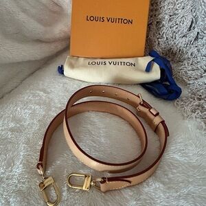 Louis Vuitton Vachetta Leather Shoulder Strap with Red Edge and Gold Hardware